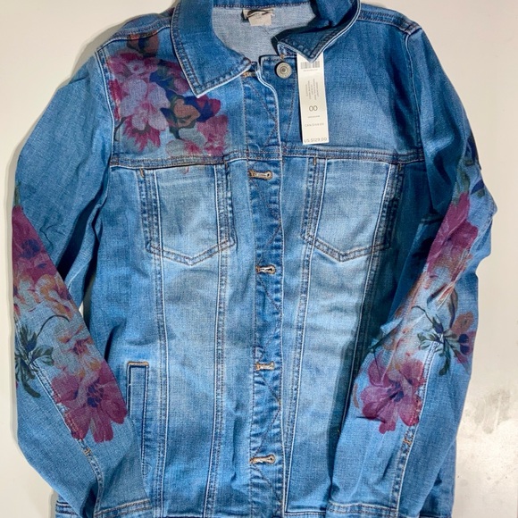 Chico's Jackets & Blazers - Chicos water floral print LS jean jacket NWT Size 00